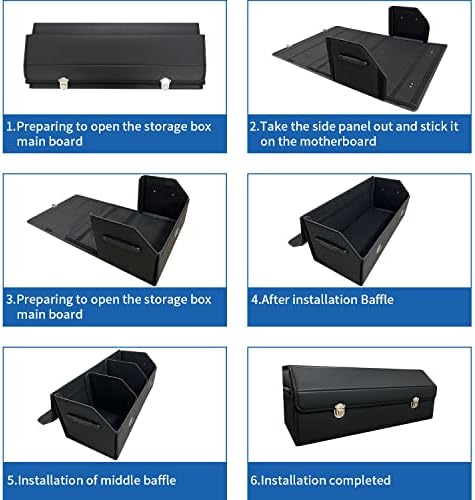 Car Trunk Organizer with Lid,Foldable Faux Leather Cargo Storage Box,3 Compartments,Collapsible Multi-Functional for SUV,Sedan,Vehicle Trunk