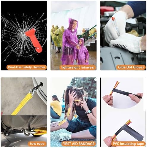 Car Roadside Emergency Kit,with Jumper Cables Car Safety Kits