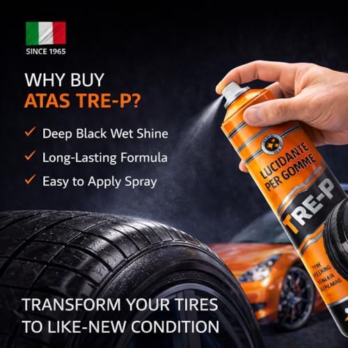 Tire Shine Spray & Dressing - Long-Lasting Deep Black Wet Gloss, 13.5 Oz
