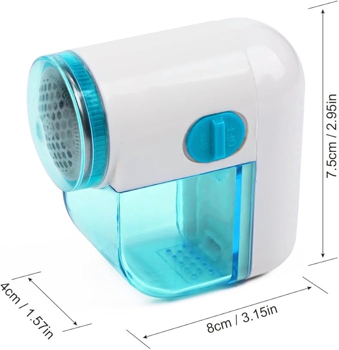 Fabric Shaver, Lint Remover for Clothes, Electric Lint Shaver with 3-Leaf Blades, Battery Operated, Remove Clothes Fuzz, Lint Balls, Pills, Light Blue and White