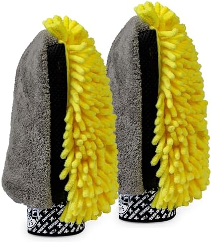Three-Way Plush Microfiber Wash Mitt, Scratch-Free, 2 Pack