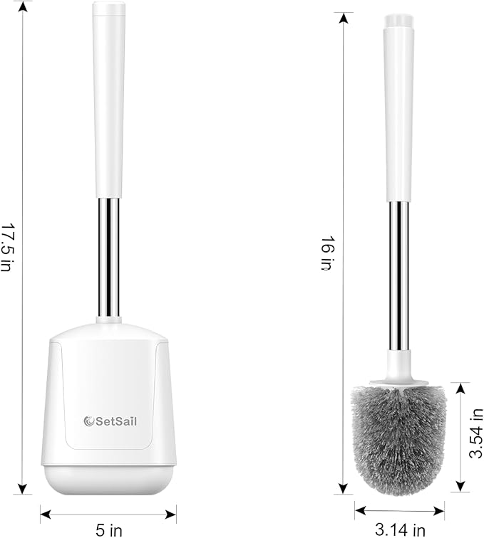 SetSail Toilet Brush 3 Pack Toilet Bowl Brush and Holder Toilet Cleaner Brush with Nylon Bristles Ventilated Toilet Brushes for Bathroom with Holder for Toilet Scrubber Cleaning, Pure White