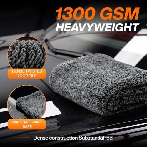 1300 GSM Microfiber Car Drying Towels for Cars, SUV, Trucks