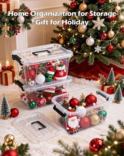 7Qt Clear Plastic Storage Bins with Lids,Transparent Design,6 Pack