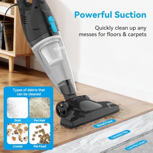 Lightweight Corded Stick Vacuum, 4-in-1 Handheld Small Vacuum with 4 HEPAS