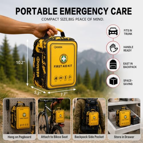 520 Piece All-in-One First Aid Kit, Emergency Storage Bag with Transparent Labeled Pockets, Durable 1000D Polyester Outdoor Gear for Vehicle Camping Backpacking Hiking Home Road Trip