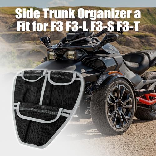 Front Trunk Organizer Frunk Tool Bag for Can Am Spyder F3 F3-L F3-S F3-T 2015+ Models - Removable 3 Mesh Pockets Storage Accessories(Gray Piping)