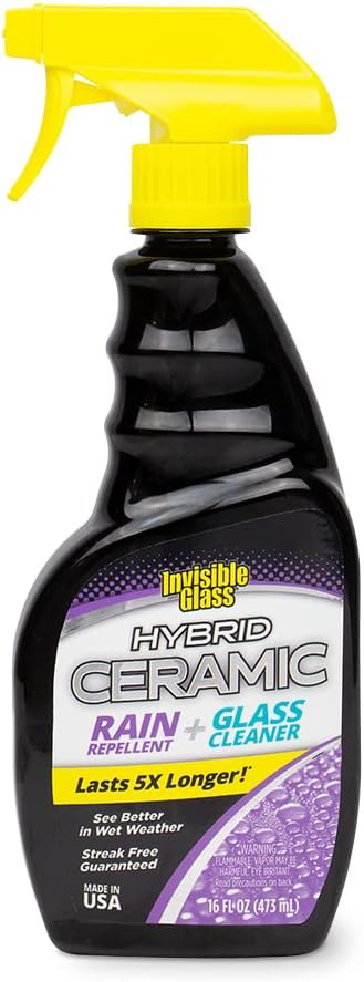 Invisible Glass 92183 Hybrid Ceramic Rain Repellent and Glass Cleaner – Cleans & Protects Car Windows and Windshields wi