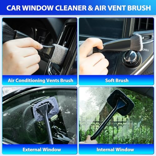 Car Cleaning Kit, Car Vacuum Kit, Gray Car Interior Detailing Kit with 8000PA High Power Vacuum, Including 7Pcs Detailing Brush Set and Bag