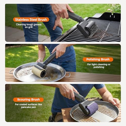 Electric Grill Brush, High Torque Rechargeable BBQ Grill Griddle Cleaner