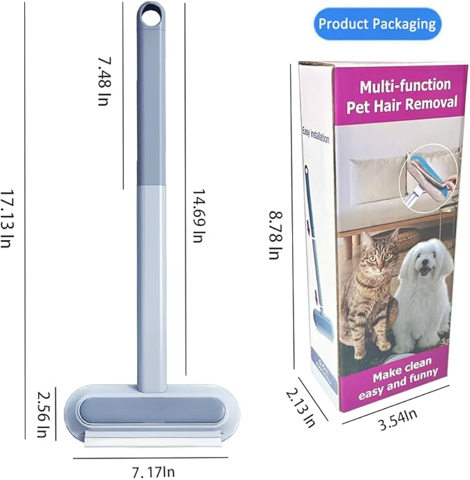 Pet Hair Remover for Furniture, Reusable 17-Inch Multifunctional Cat and Dog Hair Removal Tool for Couch, Carpet, Bedding, Car Seats