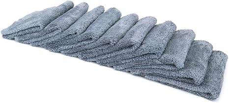 Autofiber Korean Plush Premium Edgeless Microfiber Detailing Towels - Pack of 10, Gray (16 inch x 16 inch)