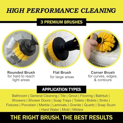 Drill Brush Attachment Set for Bathroom, Tile & Grout Cleaning