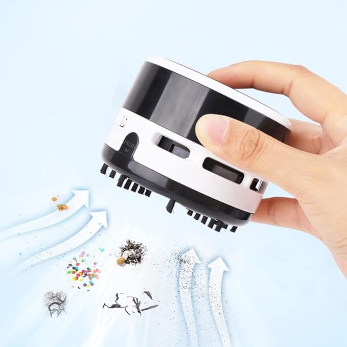 Desk Vacuum Cleaner Mini, Portable Desktop Vacuum, Mini Crumb Dust Desk Vacuum Cordless Sweeper for Home, Office,Cars,Pet Hairs,No Battery Included