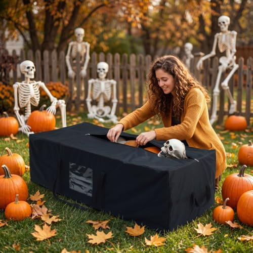 Large Halloween Storage Bag, Fits Up 12Ft Skeleton, Black