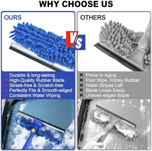 4-in-1 Window Squeegee, 79'' Window Cleaner Tool with Extension Pole, Window Cleaning Kit with Storage Bag, Rotatable Window Washing Kit Equipment for Home, Outdoor High Windows, Glass, Shower