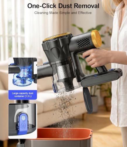 Cordless Vacuum Cleaner‑ 580W/38Kpa Rechargeable Lightweight Stick Household Vacuum with 65Mins Runtime & LED Display Wireless Vacuum Cleaners for Home, for Pet Hair, Hard Floor,Carpet, Tile