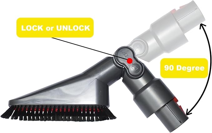 For Dyson Cordless V7 V8 V10 V11 V15: Soft Vacuum Dust Brush Attachment with Adjustable Angle - Perfect for Cleaning Vents, Ceiling Fans, Furniture, on Dressers, Bookshelves, Mini Blinds and Lamps