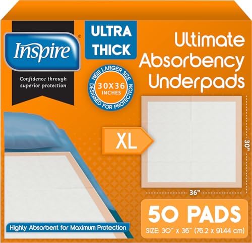 XL Super Absorbent Bed Pads for Chronic Incontinence 30 x 36 Ultra Thick 100 Grams | Bed Pads Disposable Adult Elderly Care | Chucks Disposable Underpads for Incontinence (50 Count)