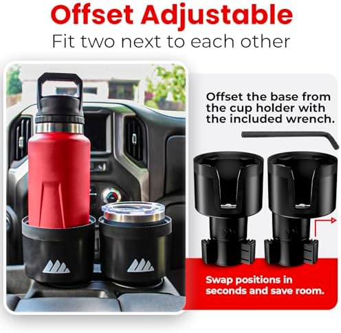 Ultimate Car Cup Holder Expander with Adjustable Base - 2 Pack
