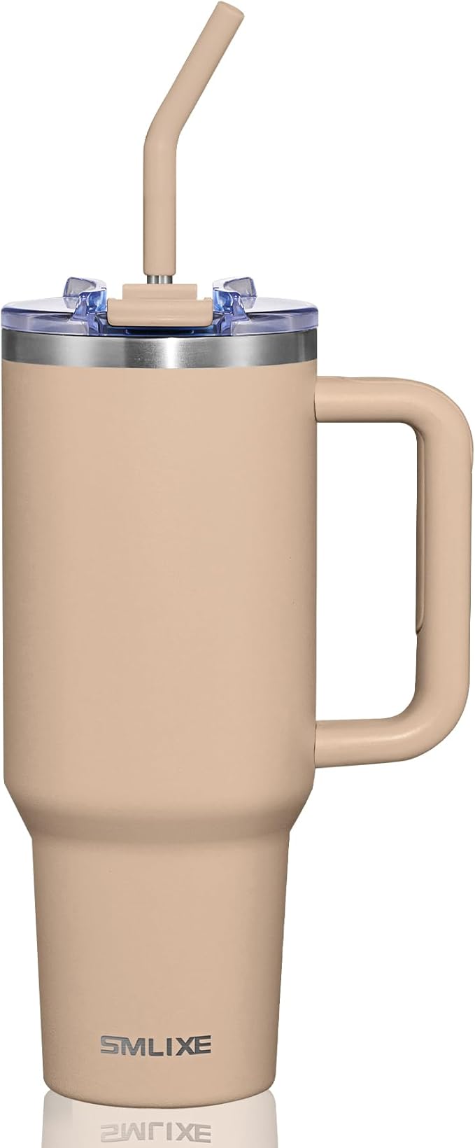 40 oz Tumbler with Handle and Straw Lid,Insulated Reusable Stainless Steel Water Bottle Travel Mug，Cupholder Friendly Double Wall Vacuum Sealed Cup (Mocha)