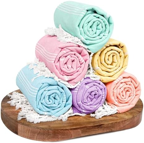 Oversized Beach Towels 6 Pack, 40"x71", Quick Dry, 100% Cotton, Sand Free, Absorbent, Bath, Pool, Spa & Travel Towels, Lightweight, Machine Washable - Tropical Bliss Colors