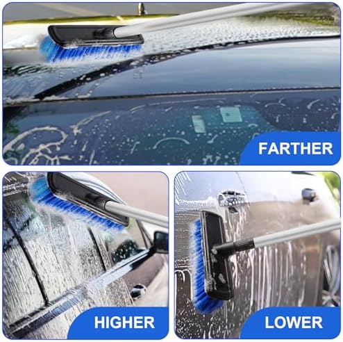 62" Car Wash Brush Mop with Long Handle Soft Bristle Scrub Car Washing Cleaning Mop with Lightweight extendable Handle for RV Boat Truck SUV Caravan Solar Panel House Siding,Sweep Snow