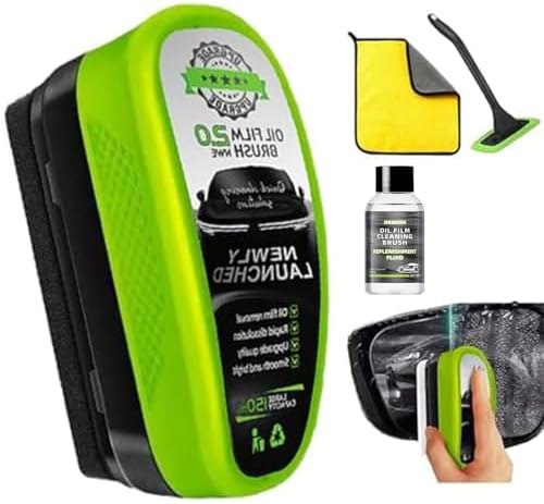 Oil-Free Car Glass Cleaning Brush, Upgrade 2.0 Automotive Windshield Cleaner, Fast Oil Film Remover for Car Windows, Res