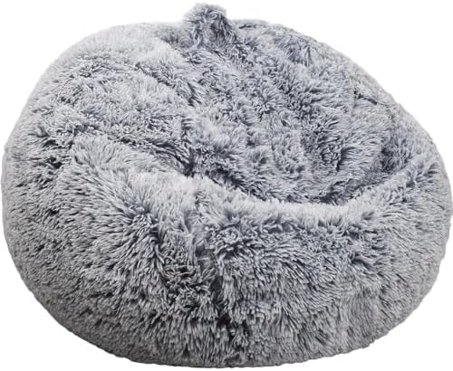 Fluffy Stuffed Animal Storage Bean Bag Chair Cover (No Filler), Faux Fur Comfy Bean Bag Cover for Organizing Plush Toys or Textile, for Adults Teens Kids Girls, Gray