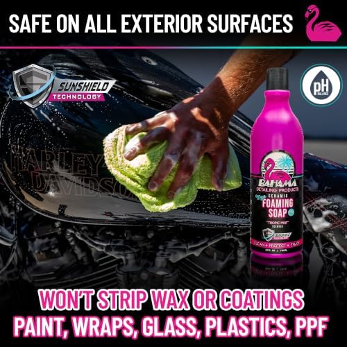 Bahama Detailing Ceramic Exterior Car Wash – SiO2-Infused Car Shampoo for Deep Shine, Concentrated to use in cannon or bucket, Streak-Free Foam Soap, Paint Safe Formula for Cars, Trucks & SUVs