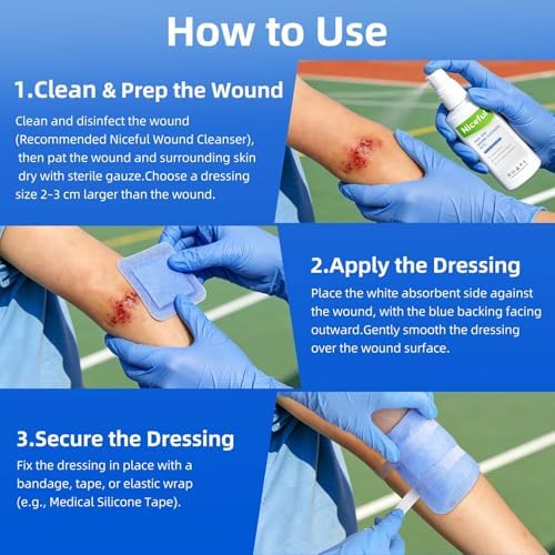 Super Absorbent Wound Dressing 4"x 4"(10 Pcs), Sterile Non Stick Gauze Pads for Wound Care, Heavy Exudate Non Adhesive Large Bandages for Pressure Ulcers, Bedsores, Diabetic Foot Ulcers