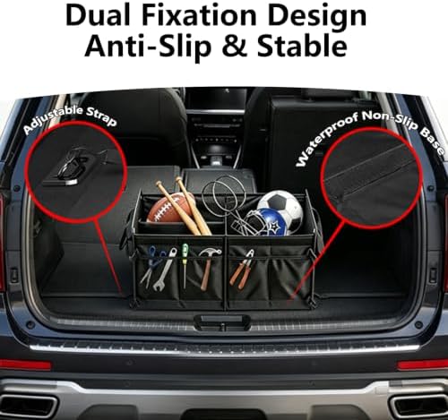 Sturdy heavy duty trunk organizer for suv and Cars Large Capacity Black
