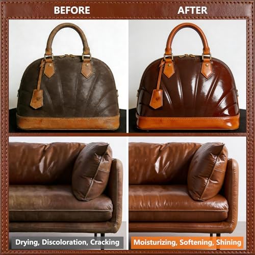 4-in-1 Natural Mink Oil 8.2oz Leather Cleaner and Conditioner, Premium Waterproof Soften Restore Formula – Leather Cleaner & Protector for Boots, Shoes, Jackets, Car Interiors, Saddle, Bags