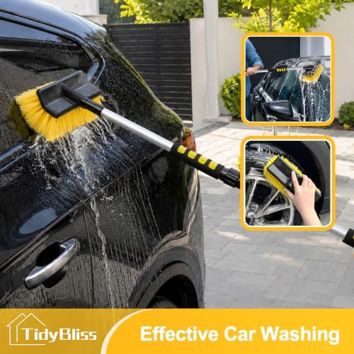 Car Wash Brush with Hose Attachment, 51" Aluminum Long Handle