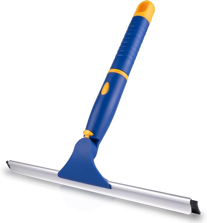 Swivel Shower Squeegee for Glass Doors, All-Purpose Anti-Slip Window Squeegee with 2 Blades, Window Cleaner Tool Bathroom Squeegee for Shower Doors, Tile Shower Walls，Mirrors,Car Windshields