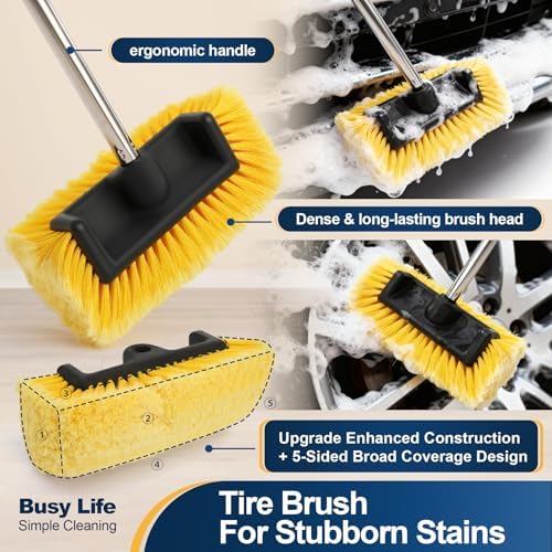 Five-Sided Car Wash Brush with 61" Long Handle No Scratch