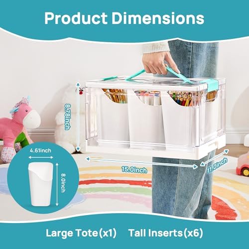 24 QT Clear Plastic Craft Organizer with Detachable Inserts,1 Pack