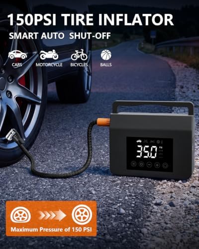 Portable Car Battery Jump Starter with Air Compressor 4000A 150PSI Inflator