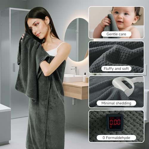 Soft 6 Piece Bath Towels Set, 2 Large Bath Towel Sheet, 2 Hand Towels, 2 Washcloths, Highly Absorbent, Quick Dry, Lightweight Towel Sets Collection, Premium Gray Towels for Bathroom, Gym & Spa