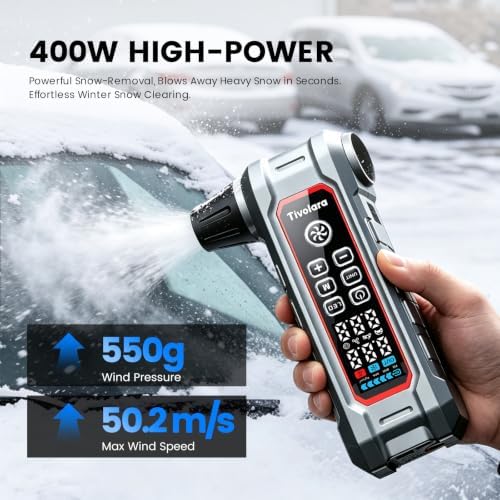 Car Jump Starter with Air Compressor and Vacuum Cleaner, 12000mAh Portable 12V Battery Jump Starter, Car Battery Booster with LED Light for Gas and Diesel Engines