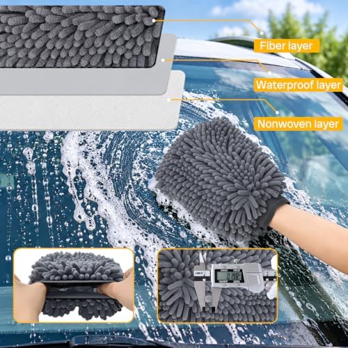 Car Wash Brush with Long Handle, 15°Curved Car Cleaning Brush with Telescopic Handle, Complete Car Wash Kit 8pcs for Cars RV Truck Boat Home