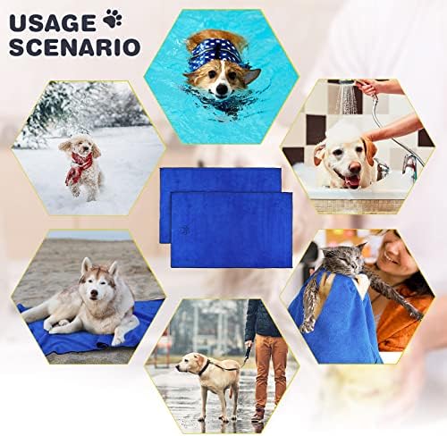 4 Pcs Dog Towels for Drying, 30 x 50 Inch, Blue