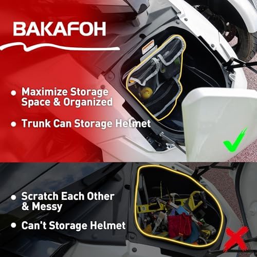 Front Trunk Organizer Frunk Tool Bag for Can Am Spyder F3 F3-L F3-S F3-T 2015+ Models - Removable 3 Mesh Pockets Storage Accessories(Gray Piping)
