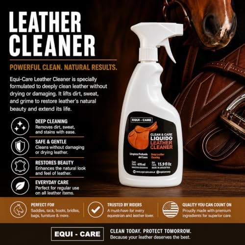 Clean & Care Leather Cleaner. Powerful Leather Cleaner Designed to Remove Dirt, Grime from Your Leather Goods. Perfect for Saddles, Boots, Belts and Leather tack.