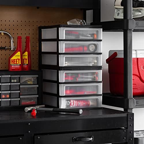 2-Pack, 3-Drawer Medium Plastic Stacking Desktop Organizer, Black