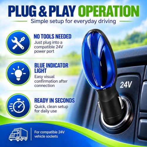 Fuel Sync Car Accessory 2 Pack, 24V Plug-In Fuel Sync Device with Blue Indicator, Compact Vehicle Power Socket Accessory for Compatible Trucks, SUVs, Vans and Cars