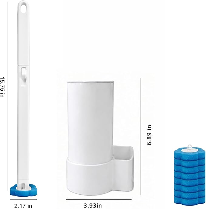 Disposable Toilet Brush with 24 Refills,Toilet Cleaning Supplies,Toilet Wand Brush Starter Kit,Wall Mounted Toilet Bowl Cleaner Brush with Holder for Bathroom Cleaning & Hygiene (White Starter Kit)