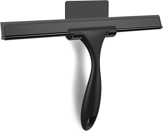 SetSail Squeegee for Shower Glass Door All-Purpose Shower Squeegee for Glass Doors Black Window Squeegee with Hook for Car Window Cleaning 12 Inch