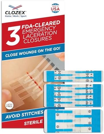 Emergency Laceration Closures - Repair Wounds Without Stitches, Skin Closure Device for 3 Individual Wounds Or Combine for Total Length of 4 1/4 Inches