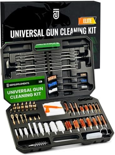 Universal Gun Cleaning Kit for All Caliber.17 to 12Ga - Handgun, Shotgun, Pistol and Rifle Cleaning Kit with Steel Rods, Brass Jags, Brushes, Gun Cleaning Patches - Complete Gun Cleaning Kit